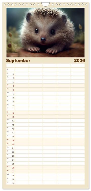 Produktbild: Familienplaner 2026 - Zauberhafte Fluffies mit 5 Spalten (Wandkalender, 21 x 45 cm) CALVENDO