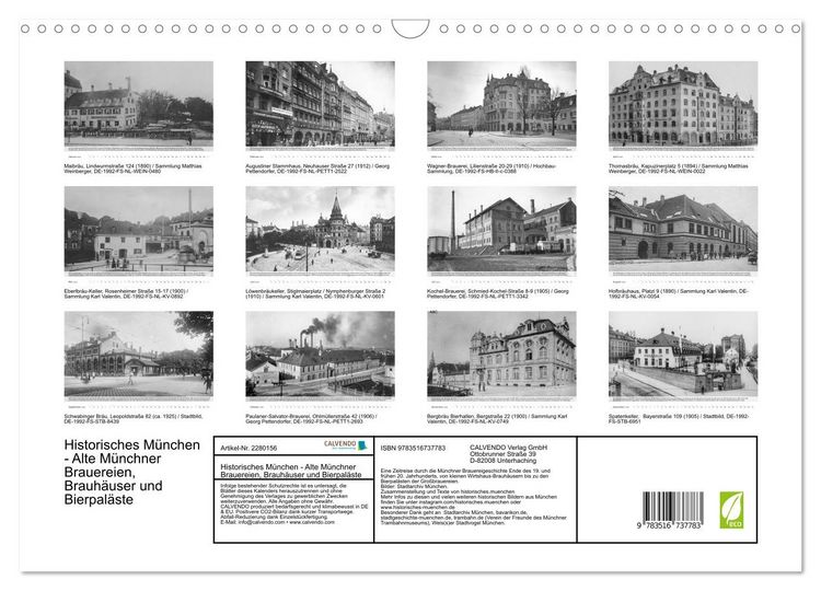 Produktbild: Historisches M&uuml;nchen - Alte M&uuml;nchner Brauereien, Brauh&auml;user und Bierpal&auml;ste (Wandkalender 2026 DIN A3 quer), CALVENDO Monatskalender