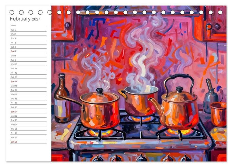 Produktbild: Painted Kitchen Moments - Twelve expressive interiors (Desk Calendar 2027 DIN A5 landscape), CALVENDO 12 Month DeskCalendar