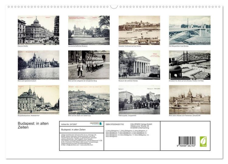 Produktbild: Budapest: in alten Zeiten (hochwertiger Premium Wandkalender 2027 DIN A2 quer), Kunstdruck in Hochglanz