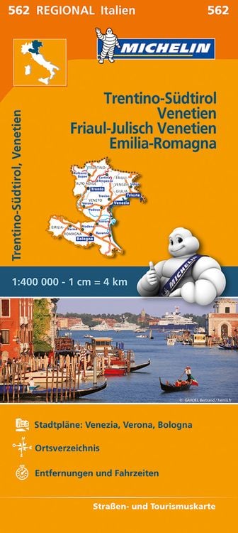 Produktbild: Michelin Trentino-Südtirol,Venetien, Friaul-Julisch Venetien, Emilia Romagna. Straßen- und Tourismuskarte 1:400.000