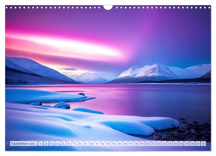 Produktbild: Traumhafte Polarlichter . Licht, Schnee und Eis hoch im Norden (Wandkalender 2026 DIN A3 quer), CALVENDO Monatskalender