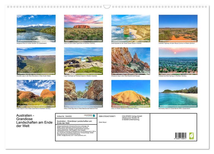 Produktbild: Australien - Grandiose Landschaften am Ende der Welt (Wandkalender 2026 DIN A2 quer), CALVENDO Monatskalender