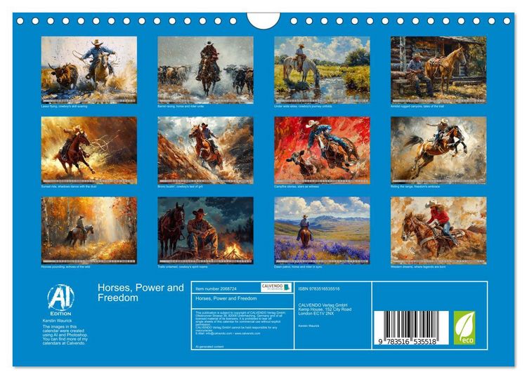 Produktbild: Horses, Power and Freedom (Wall Calendar 2026 DIN A4 landscape), CALVENDO 12 Month Wall Calendar