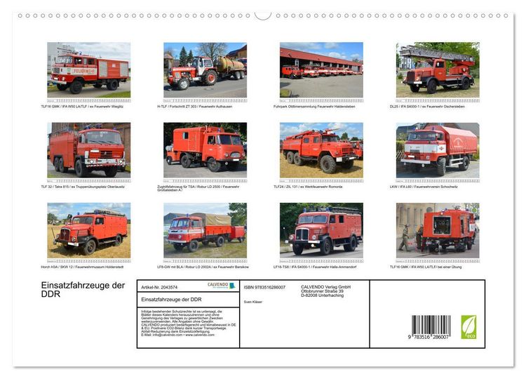 Produktbild: Einsatzfahrzeuge der DDR (hochwertiger Premium Wandkalender 2026 DIN A2 quer), Kunstdruck in Hochglanz
