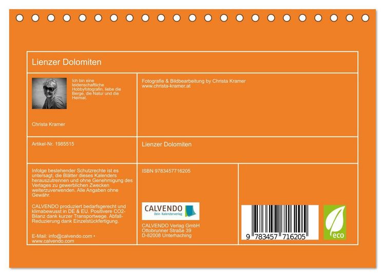 Produktbild: Lienzer Dolomiten (Tischkalender 2026 DIN A5 quer), CALVENDO Monatskalender