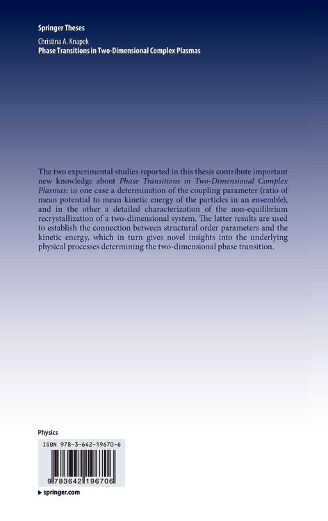 Produktbild: Phase Transitions in Two-Dimensional Complex Plasmas