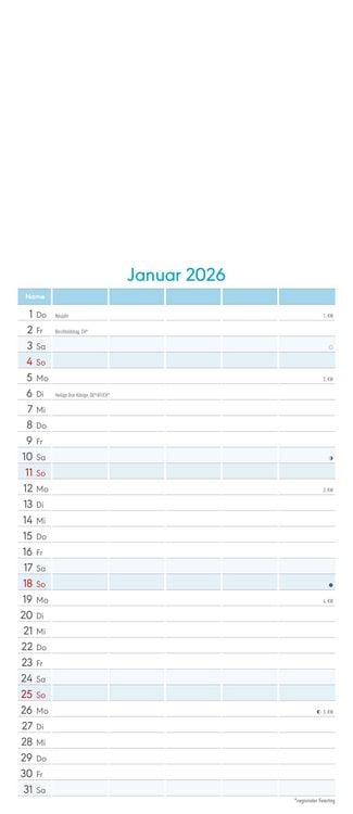 Produktbild: Kreativ-Kalender Familienplaner 2026 - 5 Spalten - 19,5x45 cmFoto, Malen, Basteln - datiert - Kreativkalender - Foto-Kalender - Familienkalender - Wan