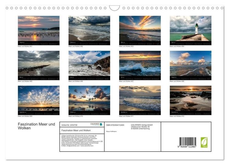 Produktbild: Faszination Meer und Wolken (Wandkalender 2027 DIN A3 quer), CALVENDO Monatskalender