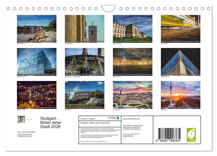 Produktbild: Stuttgart - Bilder einer Stadt 2026 (Wandkalender 2026 DIN A4 quer), CALVENDO Monatskalender