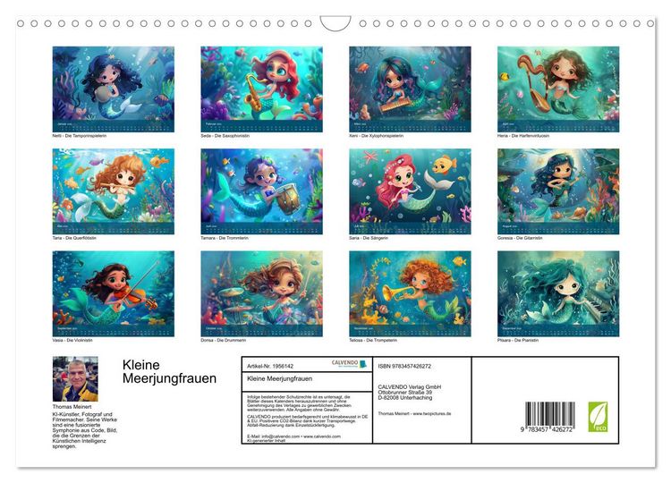 Produktbild: Kleine Meerjungfrauen (Wandkalender 2026 DIN A3 quer), CALVENDO Monatskalender