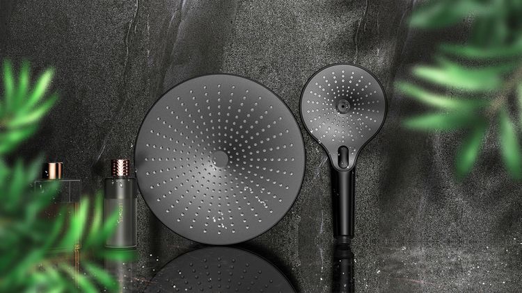 Produktbild: Duschkopf Mod. Ultimate Shower Schwarz/Grau, &Oslash; 13 cm