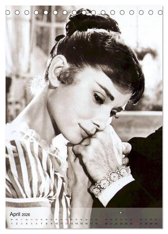 Produktbild: Hollywood-Diva - Audrey Hepburn (Tischkalender 2026 DIN A5 hoch), CALVENDO Monatskalender