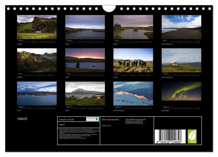 Produktbild: Island (Wandkalender 2026 DIN A4 quer), CALVENDO Monatskalender