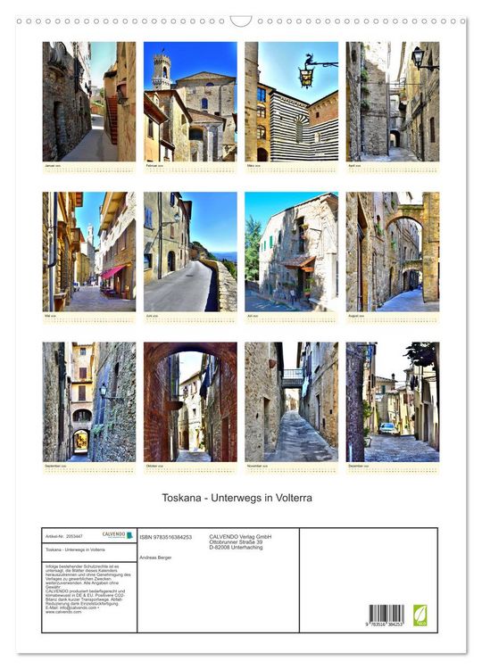 Produktbild: Toskana - Unterwegs in Volterra (Wandkalender 2026 DIN A2 hoch), CALVENDO Monatskalender