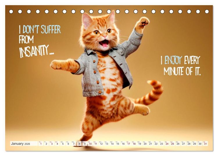 Produktbild: WITTY CATS Cool sayings (Desk Calendar 2026 DIN A5 landscape), CALVENDO 12 Month DeskCalendar