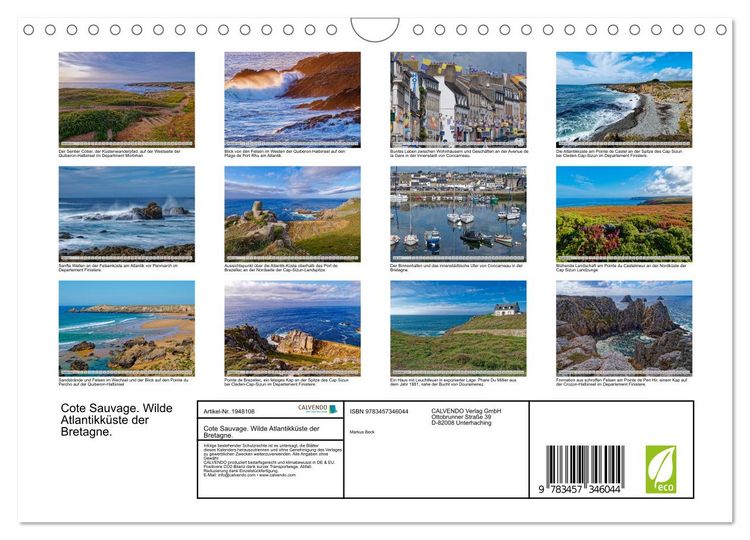 Produktbild: Cote Sauvage. Wilde Atlantikk&uuml;ste der Bretagne. (Wandkalender 2026 DIN A4 quer), CALVENDO Monatskalender
