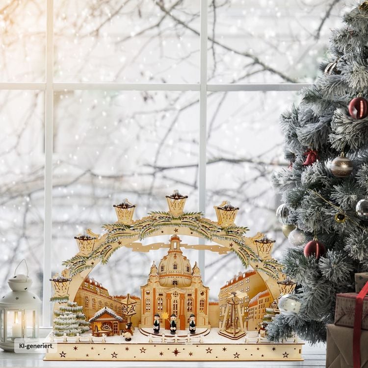 Produktbild: HTI-Living LED Lichterbogen 60 cm mit Kirche und Sternsinger