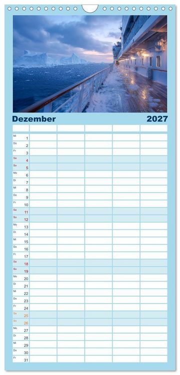 Produktbild: Familienplaner 2027 - Kreuzfahrtschiffe Kalender - Kreuzfahrten und Giganten der Meere mit 5 Spalten (Wandkalender, 21 x 45 cm) CALVENDO
