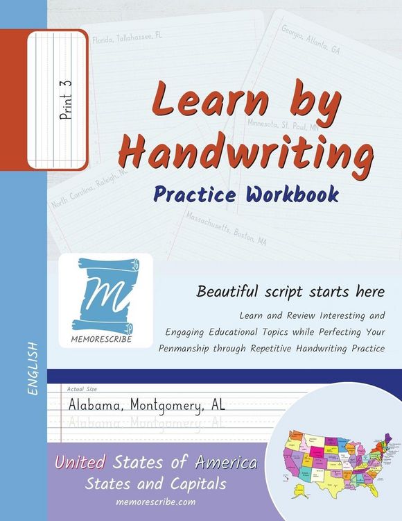 Produktbild: Handwriting Practice Workbook - United States of America, States and Capitals - Print, Level 3
