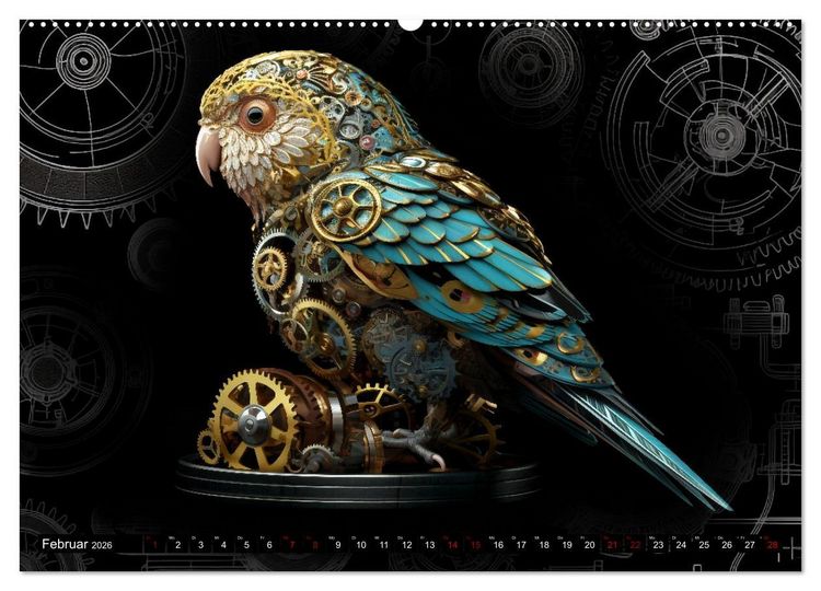 Produktbild: Mechanische Steampunk Tierwelt (hochwertiger Premium Wandkalender 2026 DIN A2 quer), Kunstdruck in Hochglanz