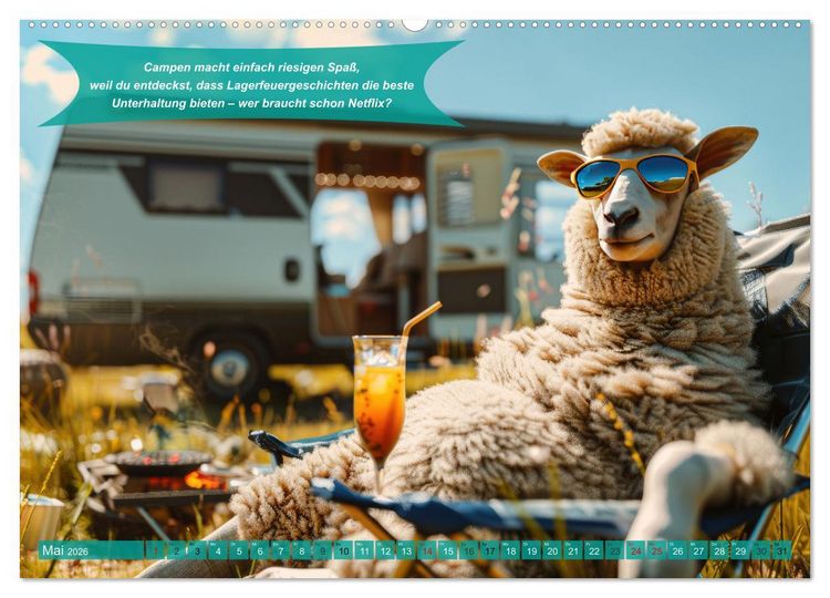 Produktbild: Der tierisch lustige Camping-Kalender (hochwertiger Premium Wandkalender 2026 DIN A2 quer), Kunstdruck in Hochglanz