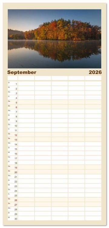 Produktbild: Familienplaner 2026 - Bezaubernde Bergseen mit 5 Spalten (Wandkalender, 21 x 45 cm) CALVENDO