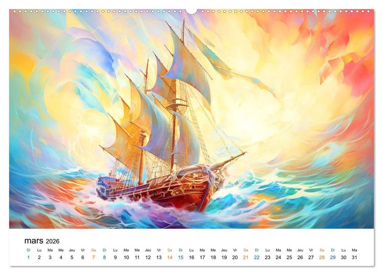 Produktbild: Sc&egrave;nes &eacute;piques de voiliers (Calendrier mural 2026 DIN A2 vertical) calendrier de bureau