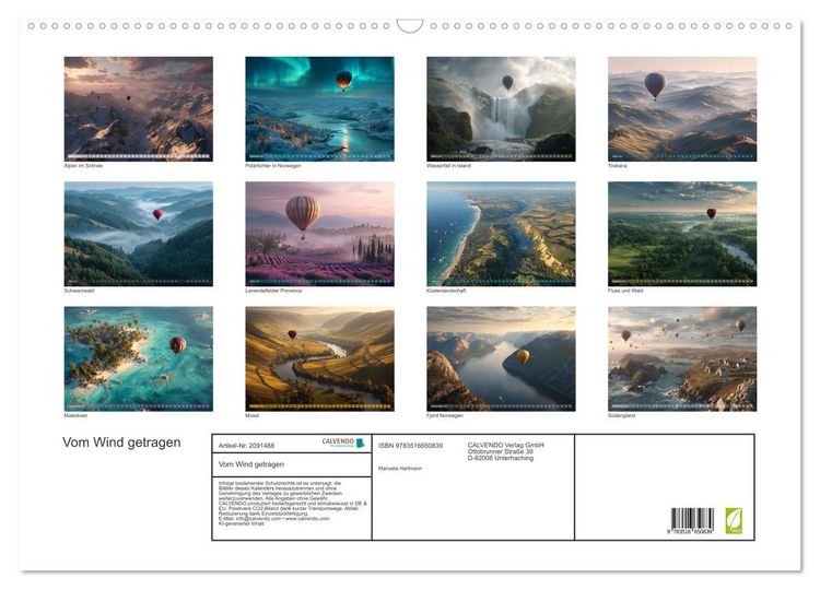 Produktbild: Vom Wind getragen (Wandkalender 2026 DIN A2 quer), CALVENDO Monatskalender
