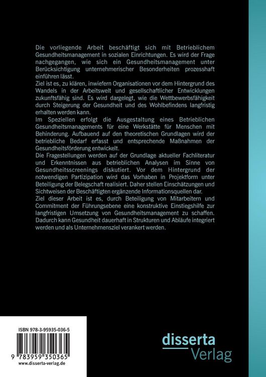 Produktbild: Gesundheitsmanagement in sozialen Einrichtungen: Schritte zur prozesshaften Implementierung eines betrieblichen Gesundheitsmanagements