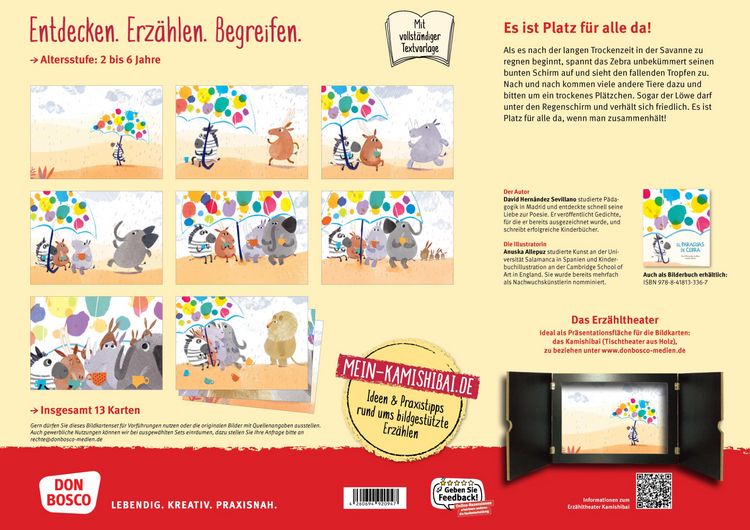 Produktbild: Das Zebra mit dem Regenschirm. Kamishibai Bildkartenset