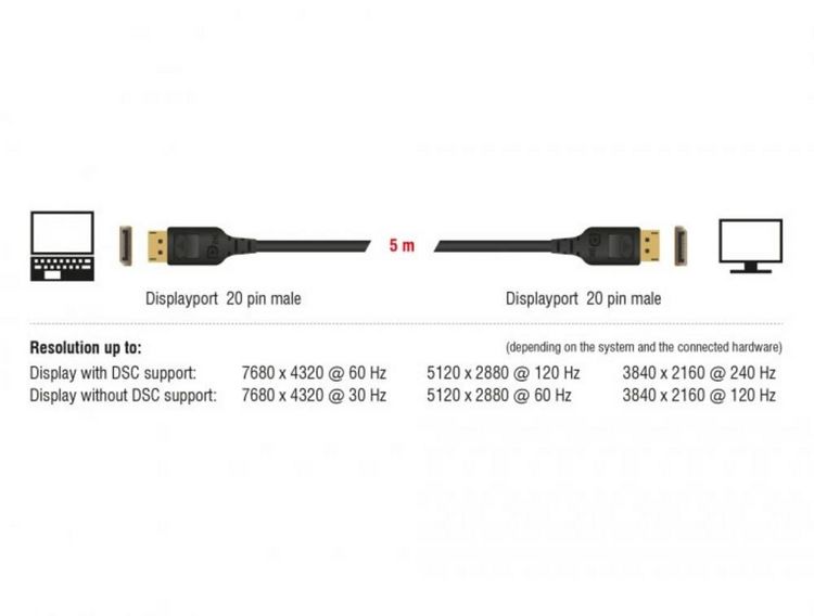 Produktbild: Delock DisplayPort Anschlusskabel DisplayPort Stecker 2m Schwarz 85660 vergoldete Steckkontakte, verdrillt, dreifach geschirmt