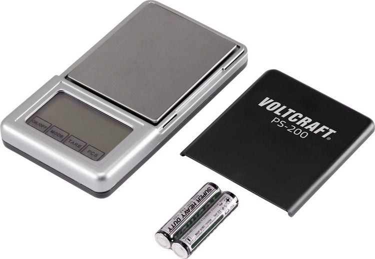 Produktbild: VOLTCRAFT PS-200 Taschenwaage VC-8912595 W&auml;gebereich (max.) 200 g Ablesbarkeit 0.01 g batteriebetrieben Schwarz, Silber