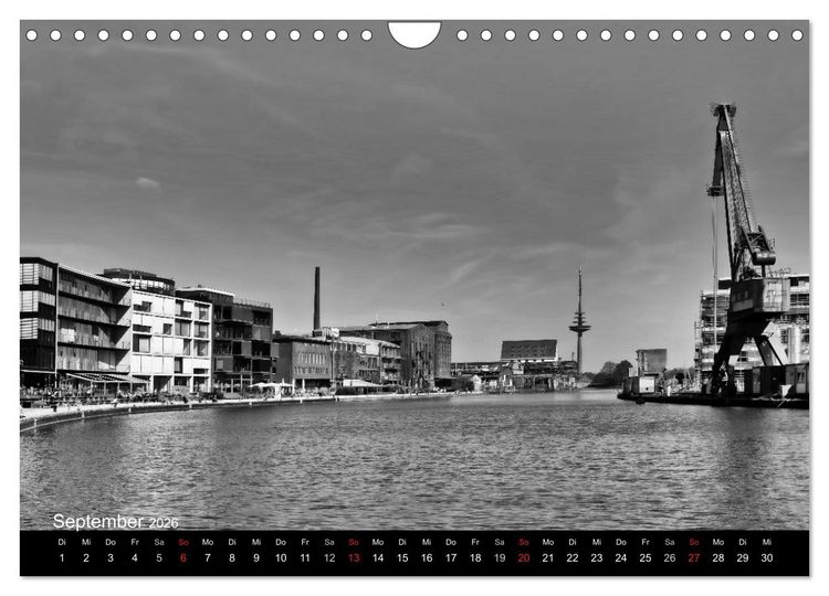 Produktbild: M&uuml;nster in schwarz-wei&szlig; gesehen (Wandkalender 2026 DIN A4 quer), CALVENDO Monatskalender