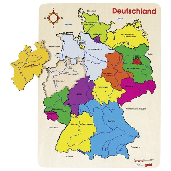 Produktbild: goki Einlegepuzzle Deutschland II, Puzzle Deutschland, Holz