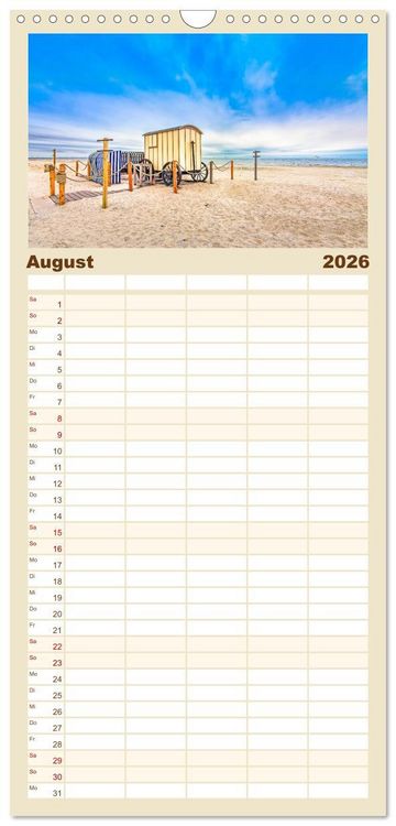 Produktbild: Familienplaner 2026 - NORDERNEY - Meine Liebe zur Nordseeinsel mit 5 Spalten (Wandkalender, 21 x 45 cm) CALVENDO