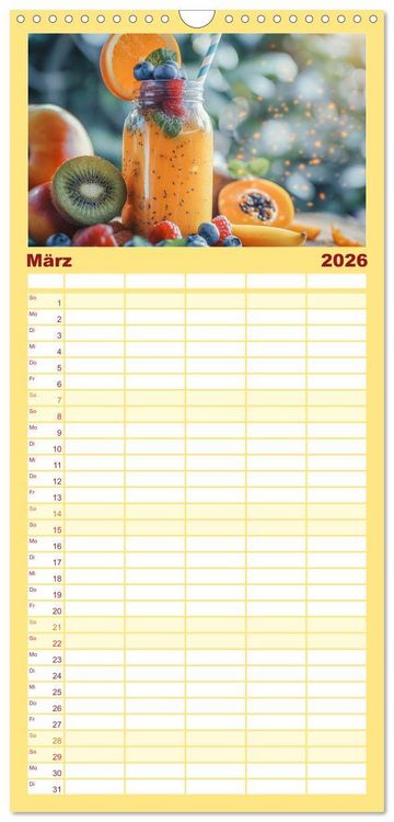 Produktbild: Familienplaner 2026 - Leckere Smoothies mit 5 Spalten (Wandkalender, 21 x 45 cm) CALVENDO