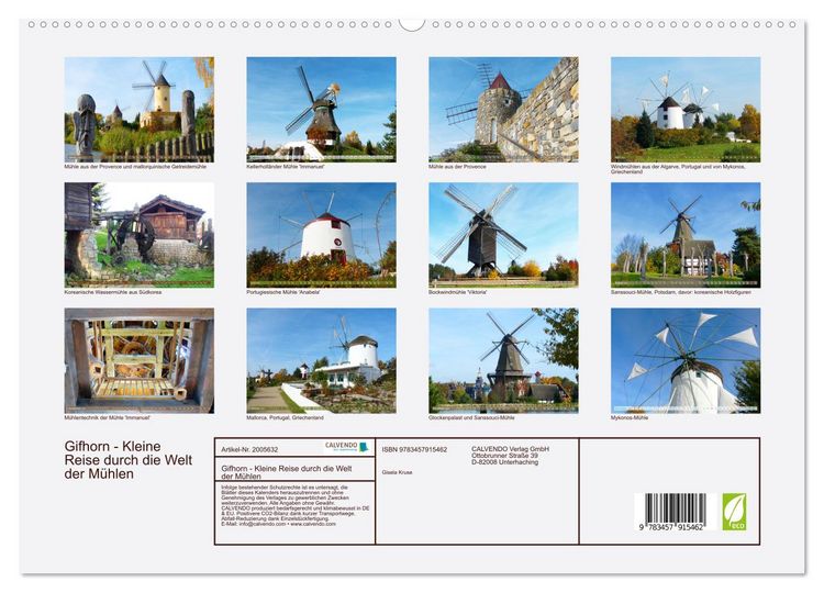 Produktbild: Gifhorn - Kleine Reise durch die Welt der M&uuml;hlen (Wandkalender 2026 DIN A2 quer), CALVENDO Monatskalender