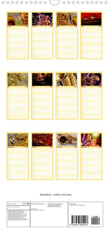 Produktbild: Familienplaner Saxophon - sch&ouml;n und sexy (Wandkalender 2022 , 21 cm x 45 cm, hoch)