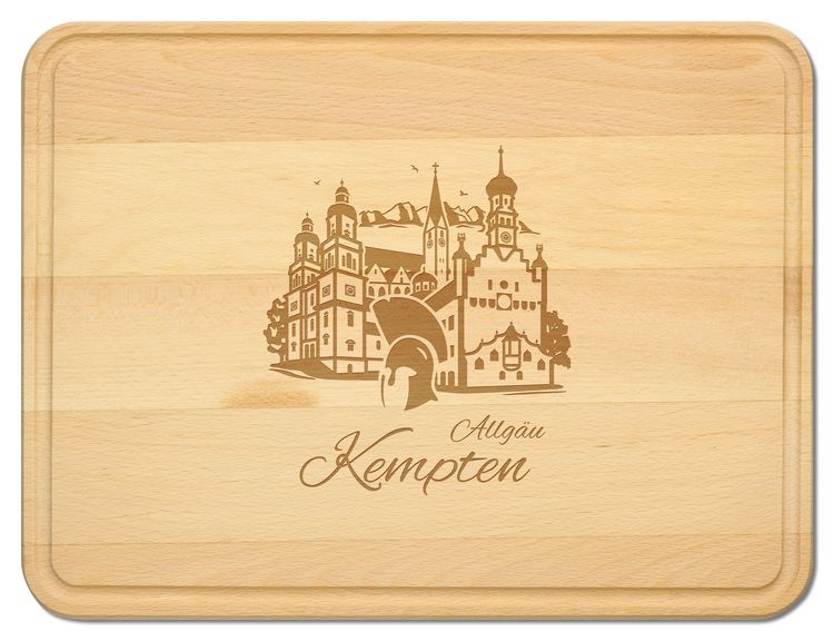 Produktbild: Buchenholz Schneidebrett 40x30cm, Motiv Kempten