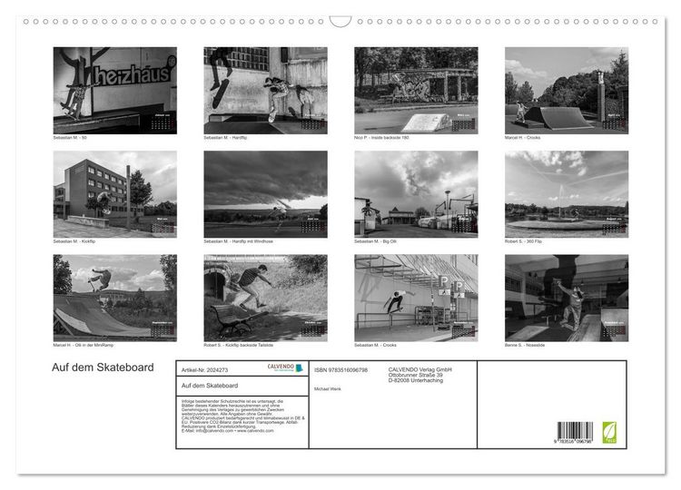 Produktbild: Auf dem Skateboard (Wandkalender 2026 DIN A2 quer), CALVENDO Monatskalender