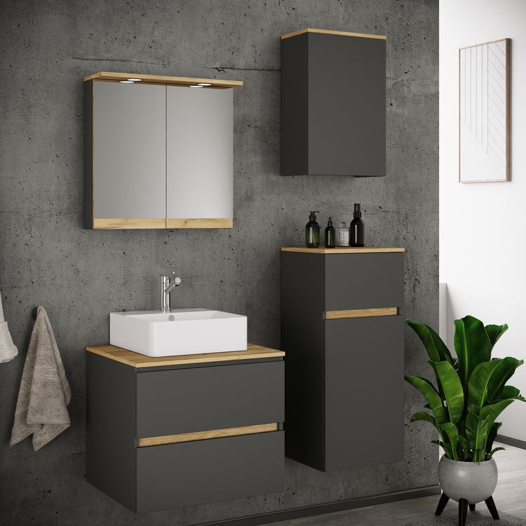 Produktbild: 5 tlg. Badm&ouml;bel-Set mit Waschbecken Cosila-A 60 cm