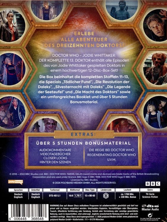 Produktbild: Doctor Who - Jodie Whittaker: Der komplette 13.Doktor (Staffel 11-13 plus Specials) [12 BRs]