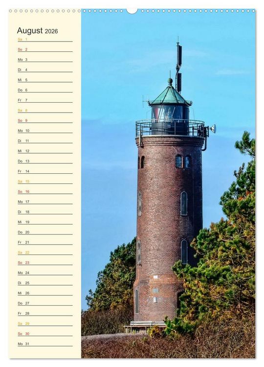 Produktbild: Deutsche Leuchtt&uuml;rme - maritimer Geburtstagsplaner (hochwertiger Premium Wandkalender 2026 DIN A2 hoch), Kunstdruck in Hochglanz