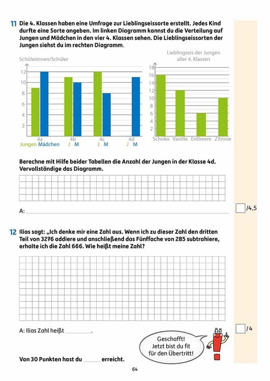Produktbild: &Uuml;bungsheft Fit zum &Uuml;bertritt - Tests in Mathe 4. Klasse