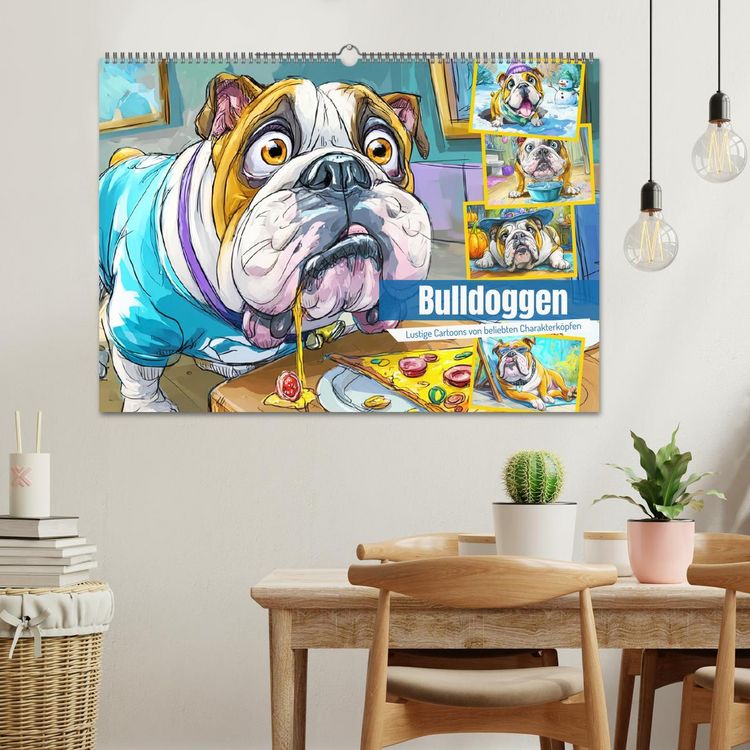 Produktbild: Bulldoggen. Lustige Cartoons von beliebten Charakterk&ouml;pfen (Wandkalender 2026 DIN A2 quer), CALVENDO Monatskalender