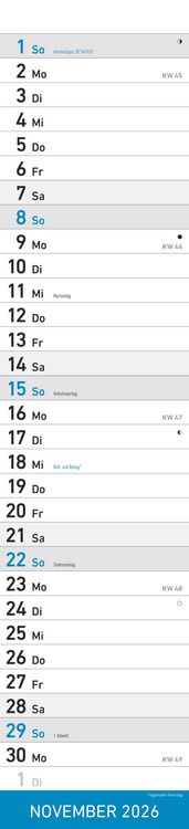 Produktbild: Streifenplaner BLAU 2026 - Streifenkalender - Wandplaner - Küchen-Kalender - 11,3x49,5