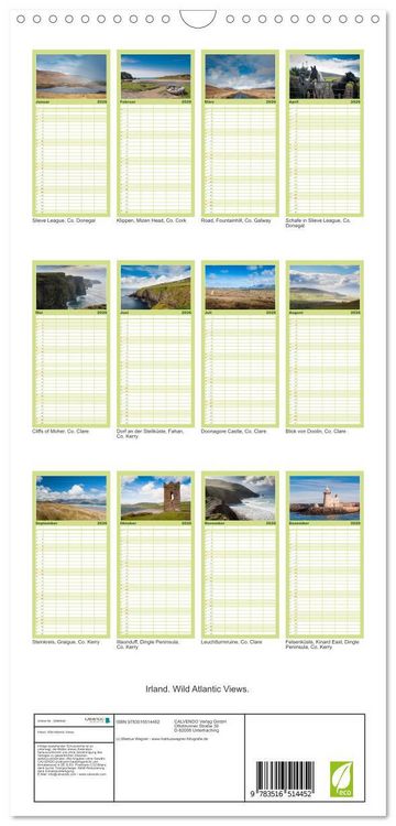 Produktbild: Familienplaner 2026 - Irland. Wild Atlantic Views. mit 5 Spalten (Wandkalender, 21 x 45 cm) CALVENDO