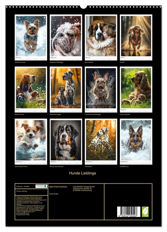 Produktbild: Hunde Lieblinge (hochwertiger Premium Wandkalender 2026 DIN A2 hoch), Kunstdruck in Hochglanz