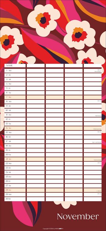 Produktbild: Floral total Familienplaner 2027